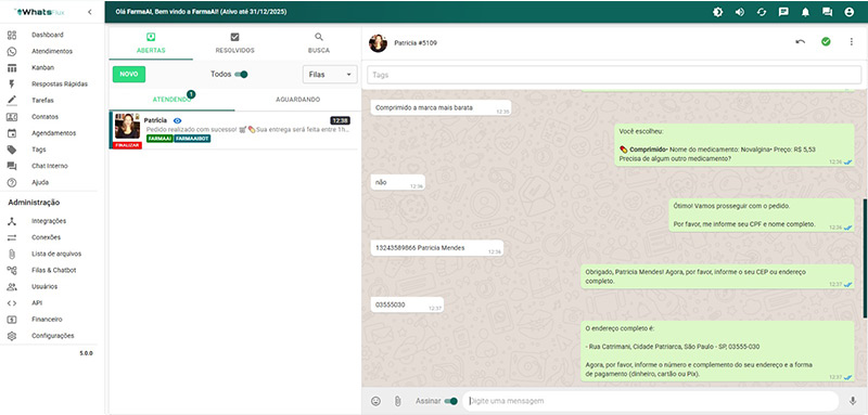 FarmaAI - IA Processando Receita Médica Digital via WhatsApp para Farmácias