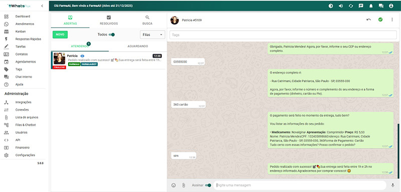 FarmaAI - Sistema Automatizado de Orçamento e Entrega para Farmácias via WhatsApp